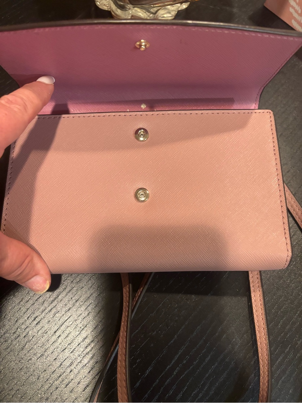 kate spade blush pink saffiano crossbody large wallet - Picture 8 of 11